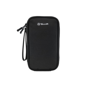 Geantă Tellur pentru organizare cabluri și accesorii, 21 x 12,5 x 6 cm, poliester, negru