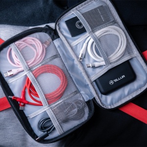 Geantă Tellur pentru organizare cabluri și accesorii, 21 x 12,5 x 6 cm, poliester, negru - Img 8