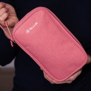 Geantă Tellur pentru organizare cabluri și accesorii, 21 x 12,5 x 6 cm, poliester, roz - Img 8