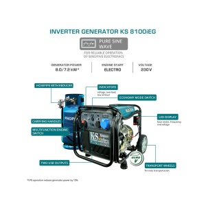 Generator de curent 8 kW inverter - HIBRID (GPL + benzina) - Konner & Sohnen - KS-8100iEG - Img 4