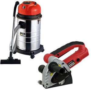 Kit 2 scule Stayer - masina de canelat 1500 W, disc 125 mm + aspirator 1200 W, capacitate 30 litri