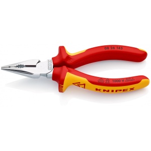 KNIPEX 08 26 145 Cleşte combinat cu vârf izolate, cu manere multicomponent, testate VDE cromat 145 mm