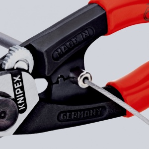 KNIPEX 95 62 190 T foarfece de tăiat cabluri de sârmă forjat cu manşoane multicomponent, cu cârlig de fixare integrat pentru montarea unei siguranţe împotriva căderii 190 mm - Img 5
