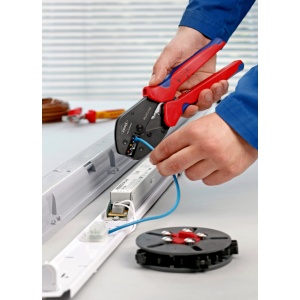 KNIPEX 97 33 01 MultiCrimp® clește de sertizare cu magazie pentru adaosuri de schimb cu manşoane multicomponent brunat 250 mm - Img 4