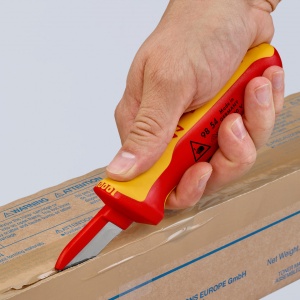 KNIPEX 98 54 Cuțit de tăiat cabluri mâner izolator multicomponent, testat de VDE 190 mm - Img 8