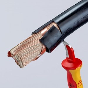 KNIPEX 98 55 SB cuțit de decapare cu sabot de glisare mâner izolator multicomponent, testat de VDE 180 mm (carton cu autoservire/în blister) - Img 5