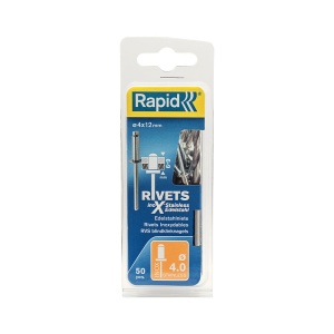 Nituri Rapid otel inoxidabil diametru 4.0mm x 12mm, burghiu metal HSS inclus, 50buc set, 5000394