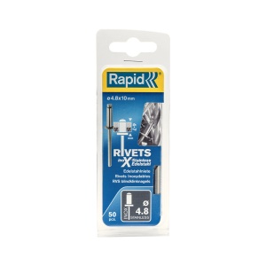 Nituri Rapid otel inoxidabil diametru 4.8mm x 10mm, burghiu metal HSS inclus, 50buc set, 5000396