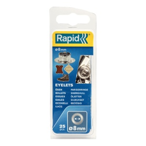 Ocheti Rapid diametru 8.0mm, otel finisat argintiu, include sistem de fixare, 25 buc set 5000411 - Img 1