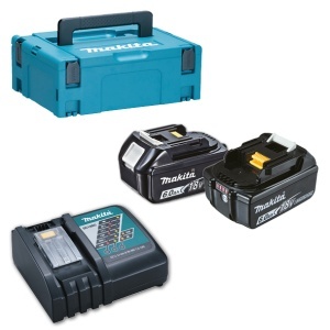 Pachet acumulatori Makita LXT - 2xBL1860B + DC18RC + MAKPAC1