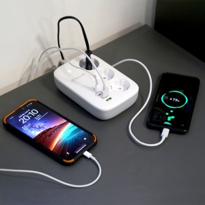 Prelungitor WiFi Tellur Smart, 3 porturi, PD30W, QC18W, 2xUSB 2.4A, 2500W, 10A, 2m - Img 5
