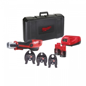 Presă hidraulică Milwaukee M12 HPT-202C U-SET, preseaza fitinguri 12-35 mm, livrata cu acumulatori, valiza, include bacuri de 16/20/25 mm