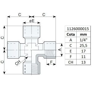 Racord cruce filet interior 1/4", tip 250/2 - Img 2