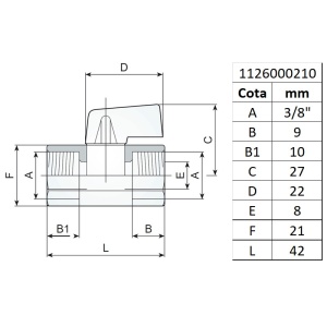Robinet de linie, filet interior 3/8" - Img 2