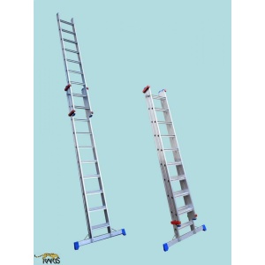 Scara aluminiu RARIS cu doua tronsoane, culisanta, trepte late de 80 mm, tip 2NLC - Img 2