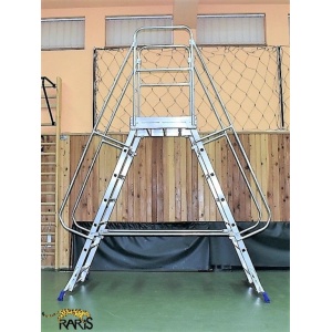Scara mobila cu platforma, din aluminiu, dubla, la 70°, roti laterale, produs RARIS, tip PDA - Img 2