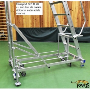 Scara mobila cu platforma, din aluminiu, la 70 grade, cu maneta, produs RARIS, tip SPLR70 - Img 2