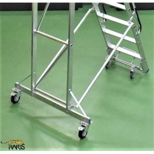 Scara platforma aluminiu RARIS, trepte late, blocare la picior, mobila, pliabila, tip SPMS - Img 7