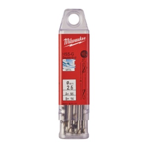 Set 10 burghie HSS Ground pentru metal cu două vârfuri MILWAUKEE Ø 2.5x10x43 mm - Img 2