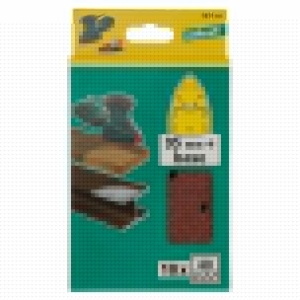 Set 10 foi abrazive autoadezive Wolfcraft 1811000, Gr. 40, perforate, foaie delta 95 mm + foaie baza cu scai - Img 2
