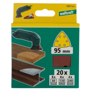 Set 20 foi abrazive autoadezive delta Wolfcraft 1857000, Gr. 60, 120, 240, 95 mm - Img 2