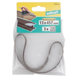 Set 3 benzi de slefuit Wolfcraft 1726000, pentru lemn si metale, Gr. A120, 13x457 mm - Img 2