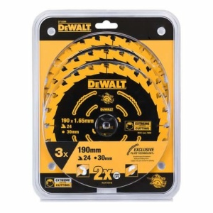 Set 3 discuri Dewalt DT10399 pentru fierastrau circular, D 190 x 30 x 1.65 mm, 24 dinti, seria Dewalt Extreme - Img 2