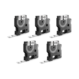 Set 5 Etichete industriale vinil 12mm x 5.5m negru alb DYMO ID1 18444 S0718580