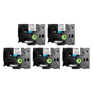 Set 5 Etichete SG compatibile Brother TZe-131 12mm x 8m Negru Transparent Sanco Grup SG
