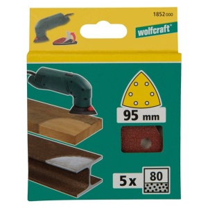 Set 5 foi abrazive autoadezive delta Wolfcraft 1852000, Gr. 80, 95 mm - Img 2