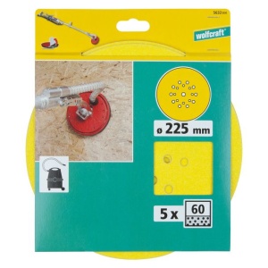 Set 5 foi abrazive Wolfcraft 5632000, prindere velcro, pentru lemn si vopsea/lac, D 225 mm, P60 - Img 2