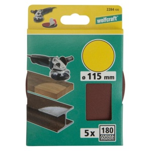 Set 5 foi slefuire autoadezive Wolfcraft 2284100, Gr. 180, D 115 mm cu scai, negaurit - Img 2