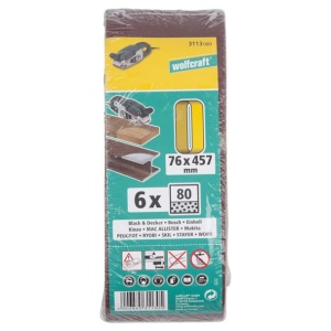 Set 6 benzi de slefuit Wolfcraft 3113000, pentru lemn si metale, Gr. A80, 76x457 mm - Img 2