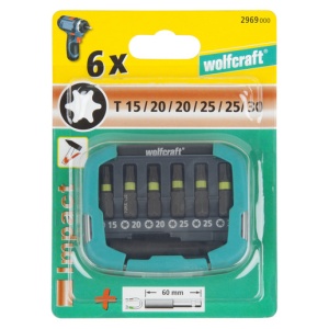 Set 7 piese Wolfcraft biti Torx pentru impact,hex 1/4", 25 mm, adaptor bit magnetic - Img 5