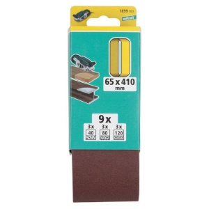 Set 9 benzi de slefuit Wolfcraft 1899100, pentru lemn si metale, Gr. A40, A80, A120, 65x410 mm - Img 2