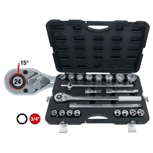 Set chei tubulare 3/4" 19-50 mm KS TOOLS, 21 de piese - Img 3