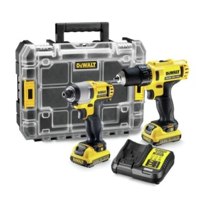 Set combo 2 scule DeWalt DCK211D2T: Masina de gaurit si insurubat cu acumulatoriDCD710, Masina de insurubat cu impact DCF815, 2 acumulatori 2 Ah, incarcator, valiza TSTAK - Img 1