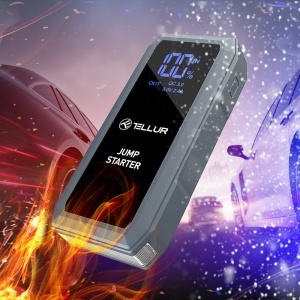 Starter auto portabil Tellur, 12V, 1500A, baterie externă, 16800mAh, lanternă, gri - Img 4