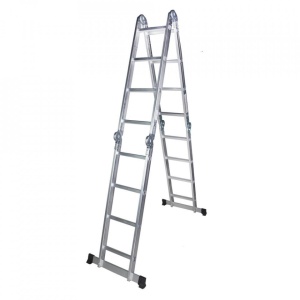 STR404 Scara multifunctionala din aluminiu 4 segmente x 4 trepte, 4.6 m - Img 1