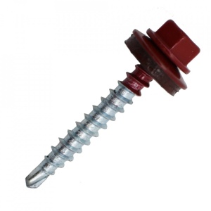 Suruburi Autoforante cu cap hexagonal, DIN 7504K, filet lemn (OFA), RAL 3011+saiba EPDM, 4.8x60mm, 100 bucati