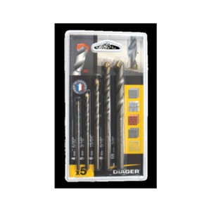 Trusa 5 piese burghie Diager cu coada cilindrica pentru masini electrice cu acumulatori 5 piese 4-10mm