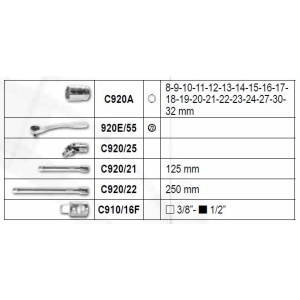 Trusa tubulare si accesorii cu actionare de 1/2" BW 923E/C25 8-32 mm - Img 2