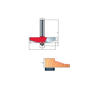 99- Freza pentru tablii, profil drept, placata CMS Z=2, cu coada si rulment copier inferior, DIM 76.2 - 99-22312P