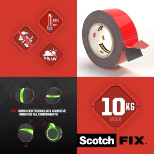 Bandă dublu adezivă montare exterior, 19 mm x 1,5 m 3M Scotch-Fix™ Extreme - Img 4
