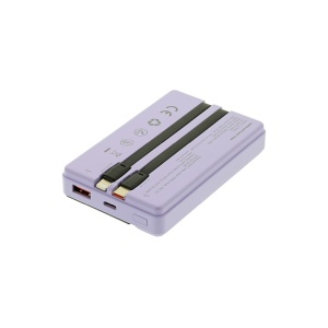 Baterie externă Tellur 10000mAh, USB-C + Lightning cabluri incorporate, QC3.0, PD, mov - Img 6