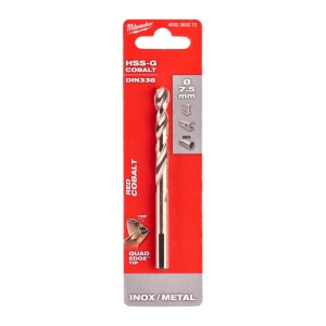 Burghie RED COBALT pentru metal - DIN 338 Milwaukee Ø 7.5x69x109 mm - blister 1 buc - Img 2