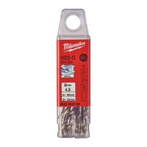 Burghie scurte MILWAUKEE HSS Ground pentru metal - DIN 1897 Ø 4.5x24x58 mm - set 10 buc - Img 2