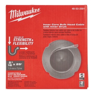 Cablu HH Milwaukee 8 mm x 7.6 m spiral, bulb auger + drum - Img 2