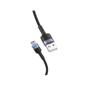 Cablu Tellur USB to Type-C cu LED, 2A, nailon, 2m, nailon, negru - Img 2