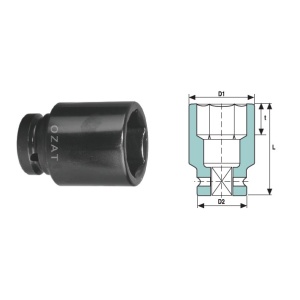 Cap cheie tubulara de impact OZAT 3/4" 6 laturi, lung 1 1/8" L90mm